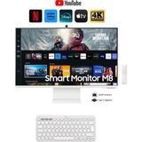 Samsung Airplay Desteği Apple-Android Kablosuz Bağlantı 32 Inç 4K Akıllı-Smart Monitör Tv M8 M80C Beyaz Slim Tasarım Premium Gövde+ Logitech Kablosuz Klavye