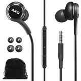 SAMSUNG AKG Kablolu Kulakiçi Orijinal 3,5 mm Kulak İçi Kulaklık, Müzik, Telefon Görüşmeleri, İş için Uzaktan ve Mikrofonlu Kulak İçi Kulaklıklar, Derin Bas, Kadife Taşıma Çantası içerir - Siyah