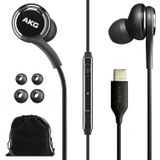 SAMSUNG AKG Kablolu Kulaklıklar Müzik, Telefon Görüşmeleri, İş için Uzaktan ve Mikrofonlu Orijinal USB Tip C Kulak İçi Kulaklıklar, Derin Bas, Kadife Taşıma Çantası İçerir - Siyah