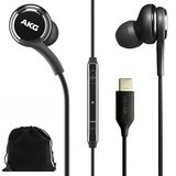 Samsung AKG Kulak İçi Kulaklık Orijinal USB Tip C Kulak İçi Kulaklık Uzaktan ve Mikrofonlu Galaxy A53 5G, S22, S21 FE, S20 Ultra, Note 10, Note 10+, S10 Plus için - Örgülü - Kadife Kılıf Dahil - Siyah