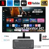 Samsung Akıllı Kumanda Sesli Kontrol Apple-Android Kablosuz Görüntü Aktarım 109 Ekran 43" Inç 4K UHD HDR10 3840 x 2160 Wi-Fi ,hdmı 65W Type-C Akıllı Monitör Tv 43M7 - SİYAH