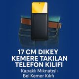 Samsung Dikey Kapaklı Mıknatıslı 17 cm Kemere Takılan Suni Deri Telefon Kılıfı (17×8 Cm) MSK02 - Kırmızı