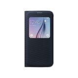 Samsung Fabric S-View Folyo Koruyucu Kılıf Case Cover Galaxy S6 için, Siyah