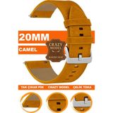 samsung galaxy 4 5 5 pro 6 40mm-42mm-44mm-46mm kasa uyumlu 20mm crazy hakiki deri saat kordonu kayışı l10hwc-camel-sılver - 20 mm