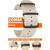 samsung galaxy 4 5 5 pro 6 40mm-42mm-44mm-46mm kasa uyumlu 20mm premıum nato kumaş tekstil saat kordonu kayışı f39cldb-bg - Krem