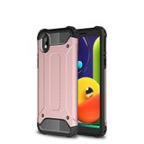 Samsung Galaxy A01 Core ile uyumlu Çİft Katman Koruyucu Crash Military Tank Kılıf - Rose Gold