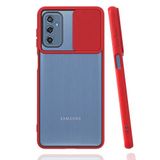 Samsung Galaxy A01 Core ile uyumlu Kılıf Slayt Sürgülü Arkası Buzlu Lensi Kapak - Kırmızı