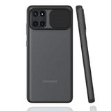 Samsung Galaxy A01 Core ile uyumlu Kılıf Slayt Sürgülü Arkası Buzlu Lensi Kapak - Siyah