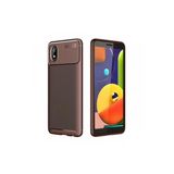Samsung Galaxy A01 Core Kılıf Auto Focus Karbon Kapak - Kahverengi