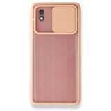 Samsung Galaxy A01 Core Palm Buzlu Kamera Sürgülü Silikon Pembe Kılıf