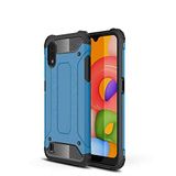 Samsung Galaxy A01 ile uyumlu Çİft Katman Koruyucu Crash Military Tank Kılıf - Mavi