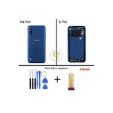 Samsung Galaxy A01 Mavi Uyumlu Lensli Arka Kapak + Yapıştırıcı Ve Vida Seti Arka Cam Pil Kapağı Batarya Kapağı Lazer Kesim
