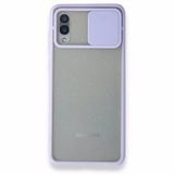 Samsung Galaxy A02 Palm Buzlu Kamera Sürgülü Silikon Lila Kılıf