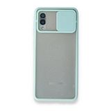 Samsung Galaxy A02 Palm Buzlu Kamera Sürgülü Silikon Turkuaz Kılıf