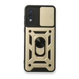 Samsung Galaxy A02 Pars Lens Yüzüklü Silikon Gold Kılıf
