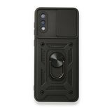 Samsung Galaxy A02 Pars Lens Yüzüklü Silikon Siyah Kılıf