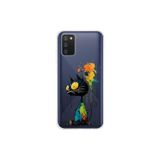 Samsung Galaxy A02s ile Uyumlu Splash Kedi Tasarımlı Slimfit Şeffaf Silikon Kılıf