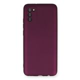 Samsung Galaxy A02S Uyumlu Kılıf Yumuşak Dokulu Silikon - Mürdüm