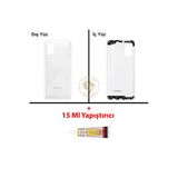 Samsung Galaxy A03s Beyaz Renk Uyumlu Arka Kapak + B7000 Yapıştırıcı Arka Cam Batarya Kapağı Pil Kapağı Lazer Kesim Back Cover Galaxy A03s Uyumlu