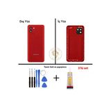 Samsung Galaxy A03s Kırmızı Renk Uyumlu Lensli Arka Kapak + Tamir Seti + B7000 Yapıştırıcı Arka Cam Batarya Kapağı Pil Kapağı Lazer Kesim Back Cover Galaxy A03s Uyumlu