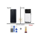 Samsung Galaxy A04s Siyah Renk Uyumlu Lensli Arka Kapak + Tamir Seti + B7000 Yapıştırıcı Arka Cam Batarya Kapağı Pil Kapağı Lazer Kesim Back Cover Galaxy A04s Uyumlu