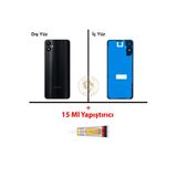 Samsung Galaxy A05 Siyah Renk Uyumlu Lensli Arka Kapak + B7000 Yapıştırıcı Arka Cam Batarya Kapağı Pil Kapağı Lazer Kesim Back Cover Galaxy A05 Uyumlu