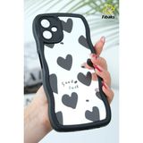 Samsung Galaxy A06 Kılıf Aynalı Kalp Desenli Yumuşak Kenarlı Kamera Korumalı Silikon Kapak - Siyah - Gri