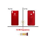 Samsung Galaxy A10s Kırmızı Renk Uyumlu Arka Kapak + B7000 Yapıştırıcı Arka Cam Batarya Kapağı Pil Kapağı Lazer Kesim Back Cover Galaxy A10s Uyumlu