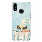 Samsung Galaxy A10S Uyumlu Balıklı Gözlüklü Komik Kedi Baskılı Silikon Kılıf