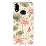 Samsung Galaxy A10S Uyumlu Pastel Pembe Lotus Baskılı Silikon Kılıf