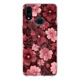 Samsung Galaxy A10S Uyumlu Pembe ve Bordo Çiçek Desenli Baskılı Silikon Kılıf