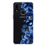 Samsung Galaxy A10S Uyumlu Royal Blue Şakayık Çiçek Demeti Baskılı Silikon Kılıf