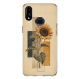 Samsung Galaxy A10S Uyumlu Vintage Botanik Ayçiçeği Desenli Baskılı Silikon Kılıf