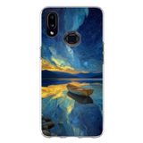 Samsung Galaxy A10S Uyumlu Yıldızlı Gece ve Kayık Manzaralı Baskılı Silikon Kılıf