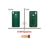 Samsung Galaxy A10s Yeşil Renk Uyumlu Arka Kapak + B7000 Yapıştırıcı Arka Cam Batarya Kapağı Pil Kapağı Lazer Kesim Back Cover Galaxy A10s Uyumlu