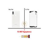 Samsung Galaxy A11 Beyaz Renk Uyumlu Lensli Arka Kapak + B7000 Yapıştırıcı Arka Cam Batarya Kapağı Pil Kapağı Lazer Kesim Back Cover Galaxy A11 Uyumlu