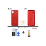 Samsung Galaxy A12 Kırmızı Renk Uyumlu Lensli Arka Kapak + Tamir Seti + B7000 Yapıştırıcı Arka Cam Batarya Kapağı Pil Kapağı Lazer Kesim Back Cover Galaxy A12 Uyumlu