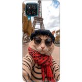 Samsung Galaxy A12 M12 Kılıf Desenli Baskılı Tpu Rubber Kapak Selfie Cat - 001-Renkli
