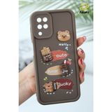 Samsung Galaxy A12/M12 Kılıf Tasarımlı Desenli Kamera Korumalı Ayıcık Kahve Renkli Yumuşak Silikon - Cute Coco