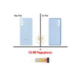 Samsung Galaxy A13 Mavi Renk Uyumlu Arka Kapak + B7000 Yapıştırıcı Arka Cam Batarya Kapağı Pil Kapağı Lazer Kesim Back Cover Galaxy A13 Uyumlu