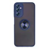 Samsung Galaxy A14 4G Kılıf Montreal Yüzüklü Silikon Kapak - Lacivert-(5796)