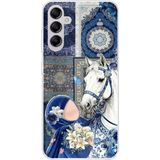 Samsung Galaxy A14 Uyumlu Geleneksel Motifli Beyaz At Baskılı Silikon Kılıf