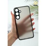 Samsung Galaxy A17 Kılıf Mat Parmak Izi Yapmaz Kamera Korumalı Renkli Tuşlu Sert Silikon Kapak - Siyah
