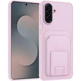Samsung Galaxy A17 Uyumlu Kılıf Zebana Flexstand Kartlıklı Silikon Kılıf Rose Gold