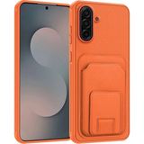 Samsung Galaxy A17 Uyumlu Kılıf Zebana Flexstand Kartlıklı Silikon Kılıf Turuncu