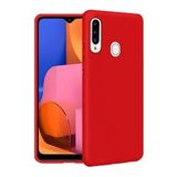 Samsung Galaxy A20S Içi Kadife Silikon Kılıf Kırmızı