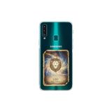 Samsung Galaxy A20S ile Uyumlu Burç Kartları Aslan Tasarımlı Şeffaf Silikon Kılıf
