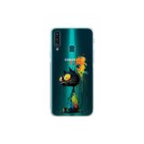 Samsung Galaxy A20S ile Uyumlu Splash Kedi Tasarımlı Şeffaf Silikon Kılıf