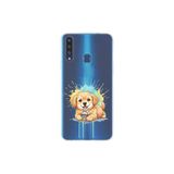 Samsung Galaxy A20S ile Uyumlu Splash Köpek Tasarımlı Slimfit Şeffaf Silikon Kılıf