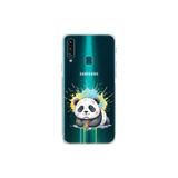 Samsung Galaxy A20S ile Uyumlu Splash Panda Tasarımlı Şeffaf Silikon Kılıf